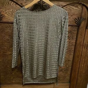 Bronze 3/4 sleeve stretch metallic top